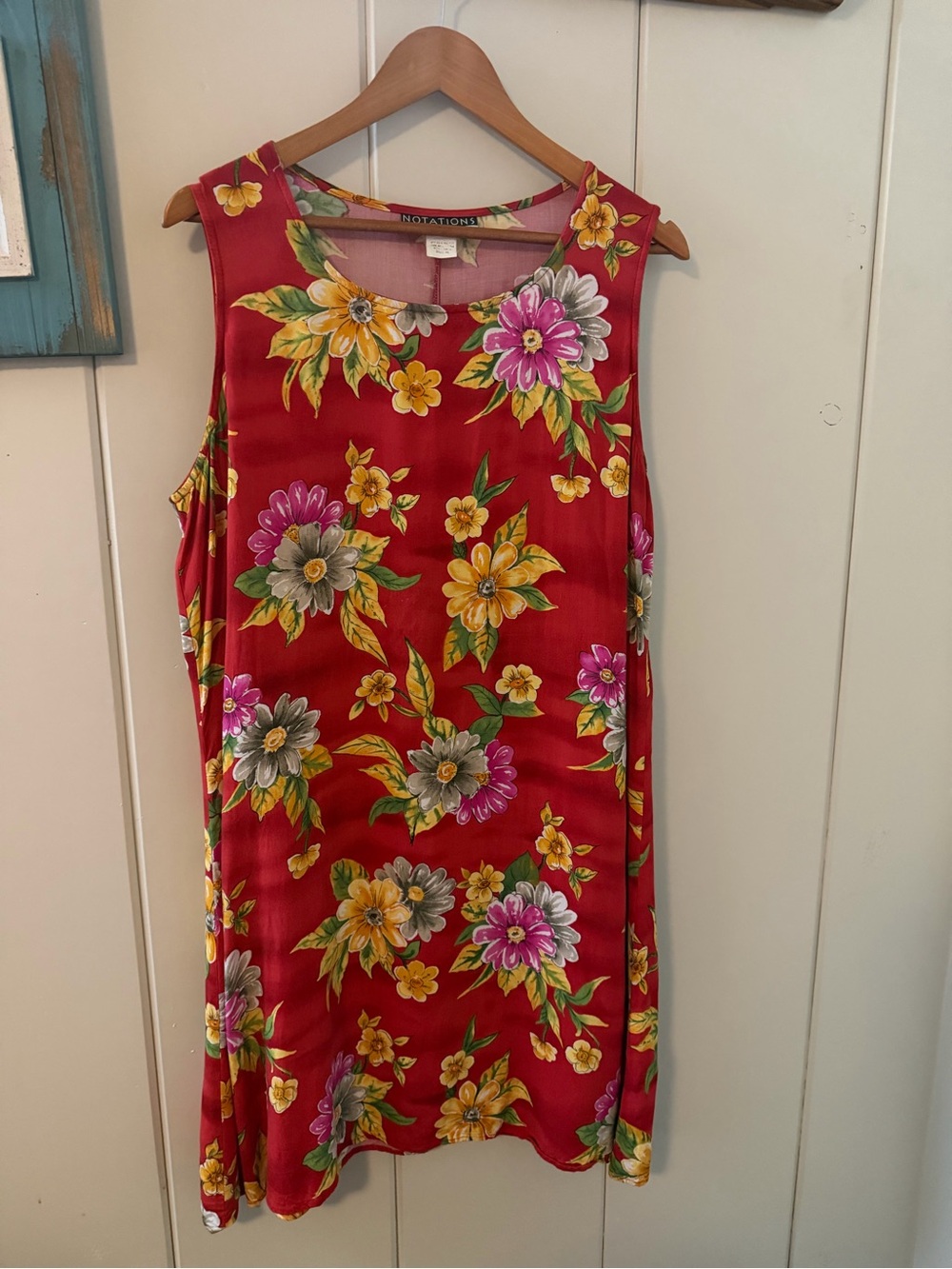 Vintage 90s Notations XL Bold Floral Shift Dress
